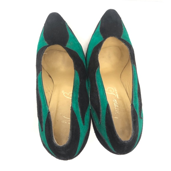 Norma B Green Black Swirl Suede Heels - Picture 4 of 16